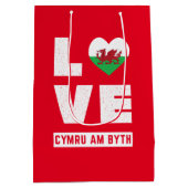 Love Cymru Am Byth Wales Flag Welsh Roots  Medium Cadeauzakje (Achterkant)
