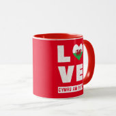 Love Cymru Am Byth Wales Flag Welsh Roots  Mok (Voorkant rechts)