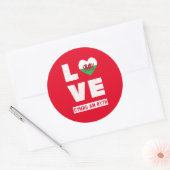 Love Cymru Am Byth Wales Flag Welsh Roots  Ronde Sticker (Envelop)