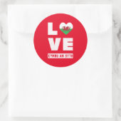 Love Cymru Am Byth Wales Flag Welsh Roots  Ronde Sticker (Tas)
