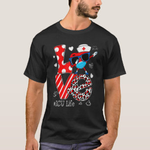 Love Dabbing Heart Nursing ICU Nurse Life Valentin T-shirt