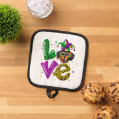LOVE Dachshund Hond Masker Plaid Leopard Mardi Gra Pannenlap (Top down)