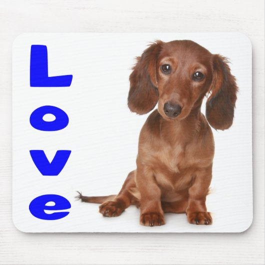 Love Dachshund Puppy Dog Computer Mousepad Muismat (Voorkant)