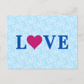 LOVE DAD Blauw Modern Elegant Briefkaart (Voorkant)