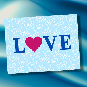 LOVE DAD Blauw Modern Elegant Briefkaart
