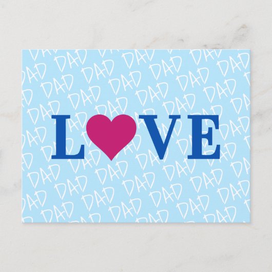LOVE DAD Blue Modern Elegant Briefkaart (Voorkant)