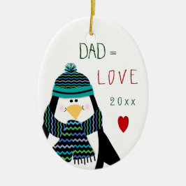 Love DAD Penguin kerstcadeau Keramisch Ornament