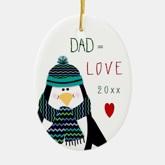 Love DAD Penguin kerstcadeau Keramisch Ornament (Voorkant)