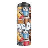 "Love Dad" Playful Cats and Coffee Pattern Thermosbeker (Voorkant)