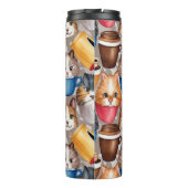 "Love Dad" Playful Cats and Coffee Pattern Thermosbeker (Achterkant)