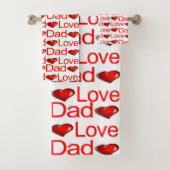 Love Dad Red Hearts Badhanddoeksets Bad Handdoek (Insitu)