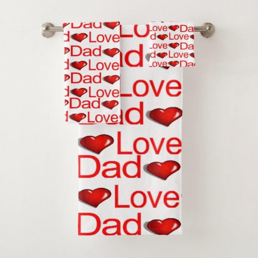 Love Dad Red Hearts Badhanddoeksets Bad Handdoek (Insitu)