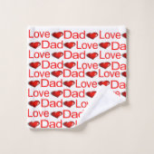 Love Dad Red Hearts Badhanddoeksets Bad Handdoek (Wasdoekje)