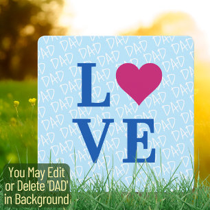 LOVE DAD Vaderdag Vader Verjaardag Blauw Plein Kaart