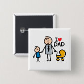 Love Dad Vierkante Button 5,1 Cm (Voorkant /achterkant)