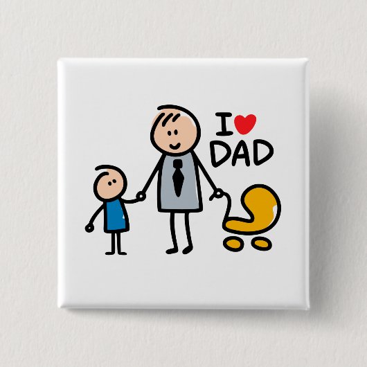 Love Dad Vierkante Button 5,1 Cm (Voorkant)