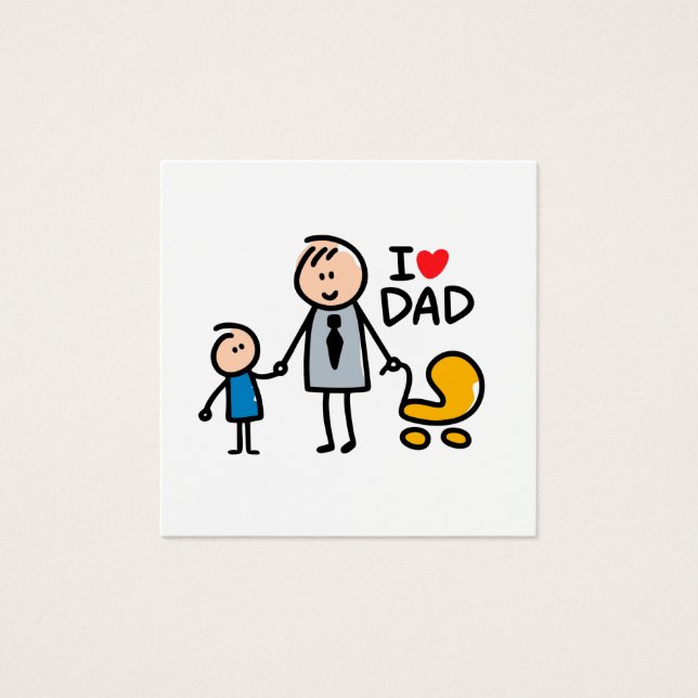 Love Dad Vierkante Visitekaartjes (Voorkant)