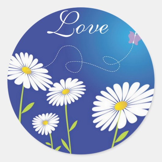 Love Daisies Flower Garden Vlinder Stickers (Voorkant)