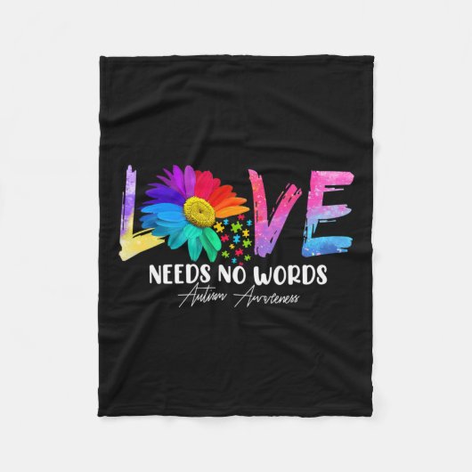 Love Daisy Autism Awareness Needs No Words Fleece Deken (Voorkant)
