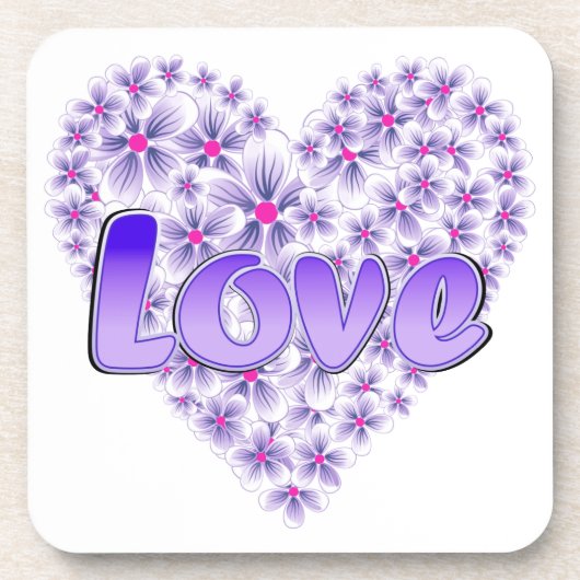 Love Daisy Heart Paarse Bier Onderzetter (Voorkant)