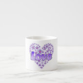 Love Daisy Heart Paarse Espresso Kop (Voorkant)