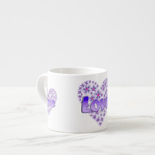Love Daisy Heart Paarse Espresso Kop (Links)