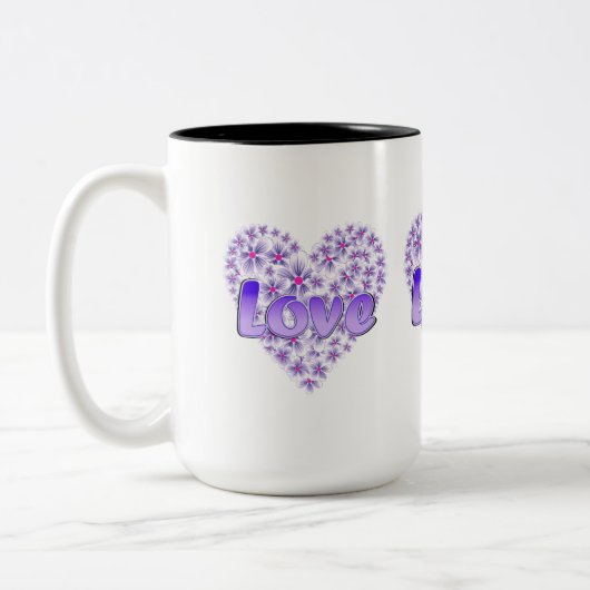 Love Daisy Heart Paarse Tweekleurige Koffiemok (Links)