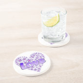 Love Daisy Heart Paarse Zandsteen Onderzetter (Zijkant)