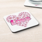 Love Daisy Heart Pink Drankjes Onderzetter (Linkerzijde)