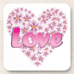 Love Daisy Heart Pink Drankjes Onderzetter