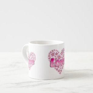 Love Daisy Heart Pink Espresso Kop