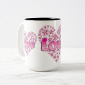 Love Daisy Heart Pink Tweekleurige Koffiemok (Voorkant links)
