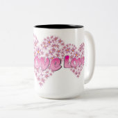 Love Daisy Heart Pink Tweekleurige Koffiemok (Voorkant rechts)
