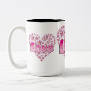 Love Daisy Heart Pink Tweekleurige Koffiemok