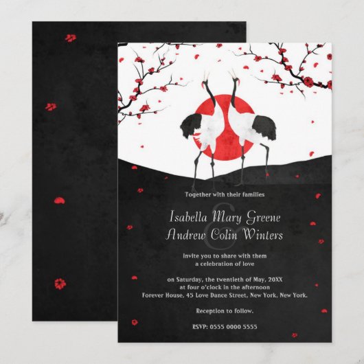 Love Dance - Wedding Invitation Kaart (Voorkant / Achterkant)