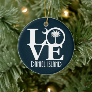 LOVE Daniel Island South Carolina Keramisch Ornament