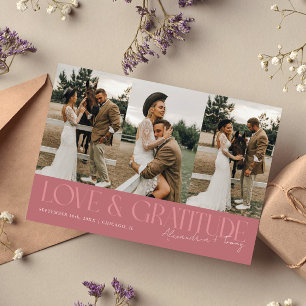 Love & Dankbaarheid Roze Trouw Multi Foto  Bedankkaart