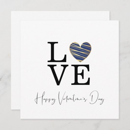 Love Dark Blue Heart Happy Valentine's Day Script (Voorkant / Achterkant)