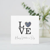 Love Dark Blue Heart Happy Valentine's Day Script (Staand voorkant)