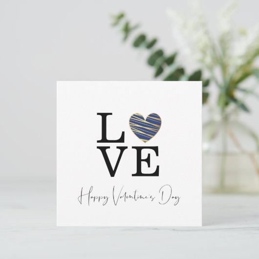Love Dark Blue Heart Happy Valentine's Day Script (Staand voorkant)
