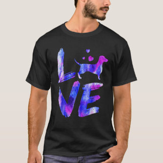 Love Daschund Doxie Weiner Waterverf Blue Dog mama T-shirt