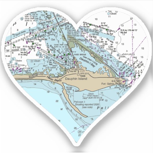 Love Dauphin Island Al Sticker (Voorkant)