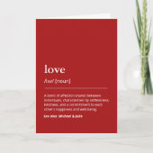 Love Definition Modern Minimalistisch Rood Valenti Kaart (Voorkant)