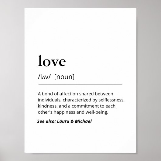 Love Definition Pas getrouwd Custom Wedding Gift Poster (Voorkant)