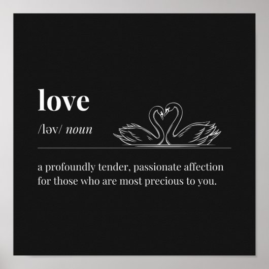 Love Definition zwanen (zwart) Poster (Voorkant)