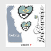 Love Delaware, Sheet of Die Cut Stickers (Vel)