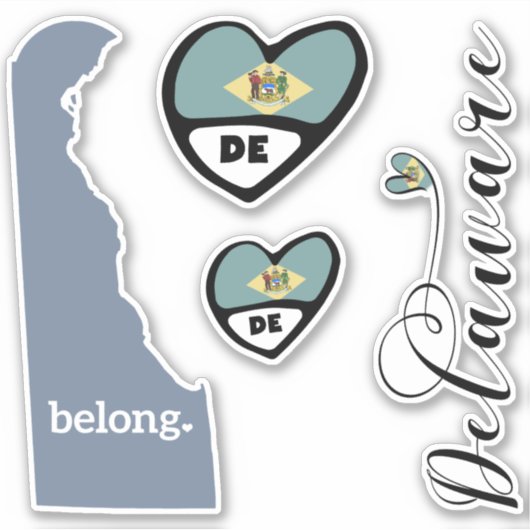 Love Delaware, Sheet of Die Cut Stickers (Voorkant)