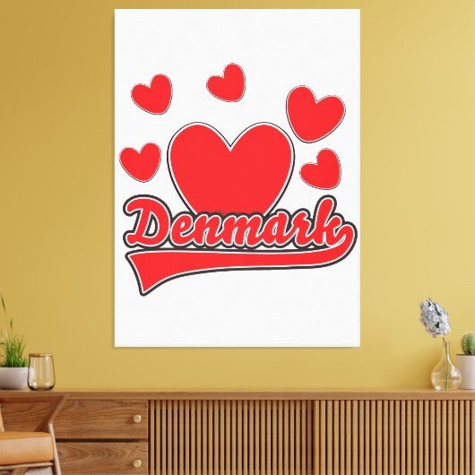 Love Denmark  style logo Canvas Afdruk (Insitu (Woonkamer))