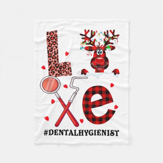 Love Dental Christmas Reindeer Dental Squad Xmas D Fleece Deken (Voorkant)