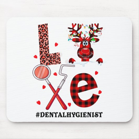 Love Dental Christmas Reindeer Dental Squad Xmas D Muismat (Voorkant)